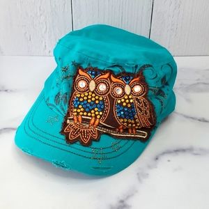 Owl Messenger Hat Teal NWOT